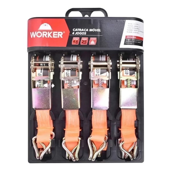 Catraca Móvel 4 peças 25mm 4,6 metros até 800kg Worker-c531dbd9-07ac-4beb-ba7e-53c38c52fcca