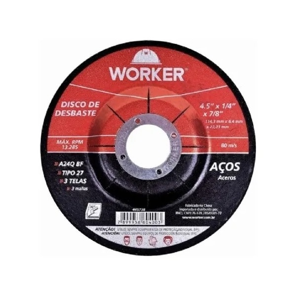 Disco de Desbaste 4.1/2x1/4x7/8 Worker-5f71e1cf-c233-4a8c-b391-dfbde5707b33