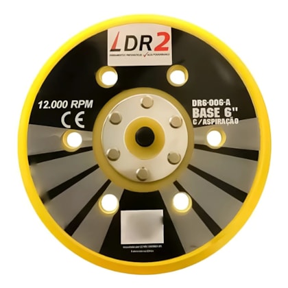 Disco Emborrachado para Lixadeira e Roquite 6 Furos Base 6 Ldr2 Pdr