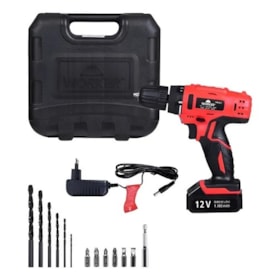 Furadeira e Parafusadeira 12v Bateria Bivolt 13 Peças Worker