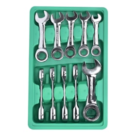 Jogo Chaves Combinadas Curta Catraca 10mm a 19mm Belzer