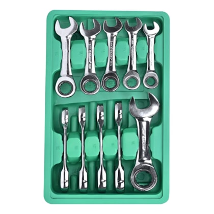 Jogo Chaves Combinadas Curta Catraca 10mm a 19mm Belzer