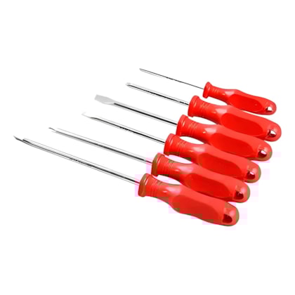 Jogo Chaves Fenda e Phillips Aço 6 Peças Profissional Mayle