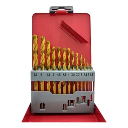 Jogo de Brocas Titânio 1,5mm a 6,5mm 13 Peças Vip