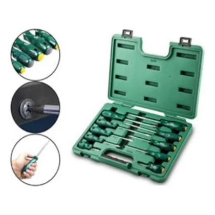 Jogo de Chave de Fenda e Philips com 10 Peças Sata