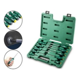 Jogo de Chave de Fenda e Philips com 10 Peças Sata