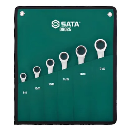 Jogo de Chave Estrela Catraca 8mm a 19 mm  com 6 Peças Sata