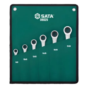 Jogo de Chave Estrela Catraca 8mm a 19 mm com 6 Peças Sata