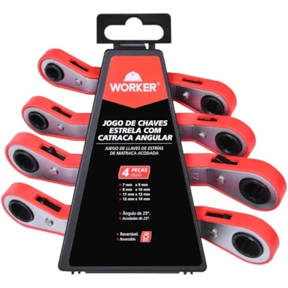 Jogo de Chave Estrela Reversível 4 Peças Worker