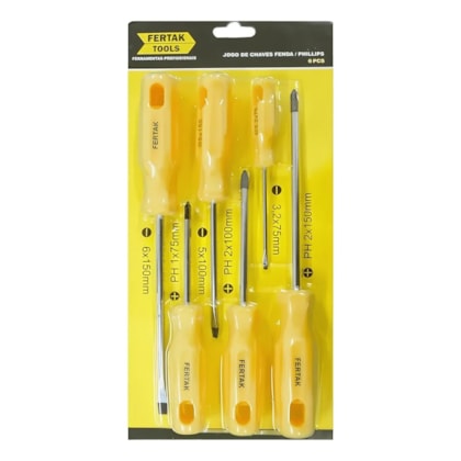 Jogo de Chave Fenda e Phillips 6 Peças Fertak
