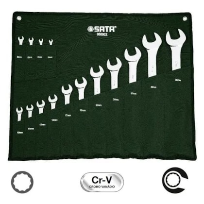 Jogo de Chaves Combinadas 6 a 32mm 15 Peças Sata