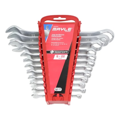 Jogo de Chaves Combinadas 6mm a 22mm 12 Peças Mayle