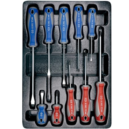 Jogo de Chaves de Fenda e Phillips com 10 Peças King Tony