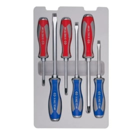 Jogo de Chaves de Fenda e Phillips com 6 Peças King Tony