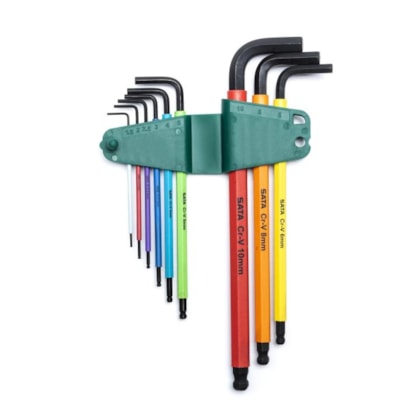 Jogo de Chaves Hexagonal Longa com 9 Peças Sata