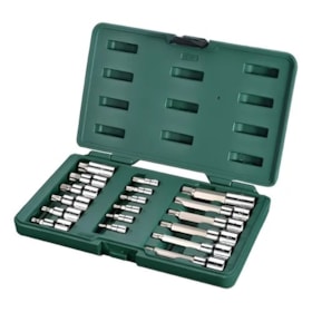 Jogo de Soquete com Bits Torx Encaixe 1/4 a 1/2 com 18 Peças Sata