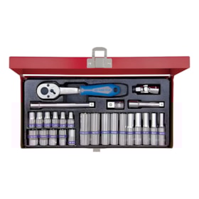 Jogo de Soquete e Acessórios 1/4 26 Peças King Tony