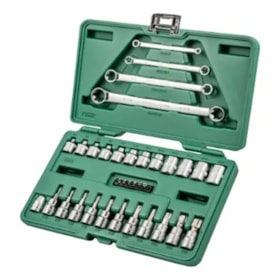 Jogo de Soquetes e Chaves E-torx 3/8 a 1/4'' com 35 Peças Sata