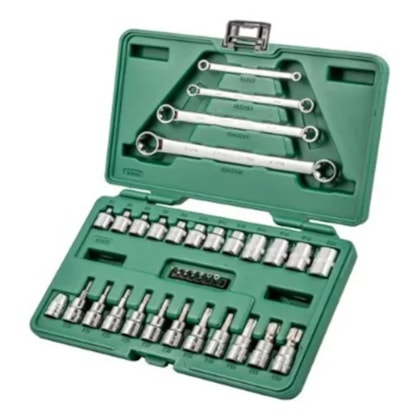 Jogo de Soquetes e Chaves E-torx 3/8 a 1/4'' com 35 Peças Sata