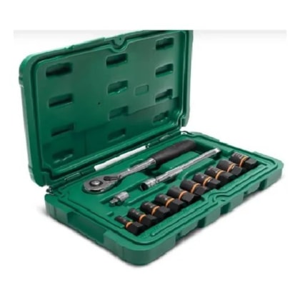 Jogo de Soquetes Extrator 1/4 a 3/8 com 13 Peças Sata