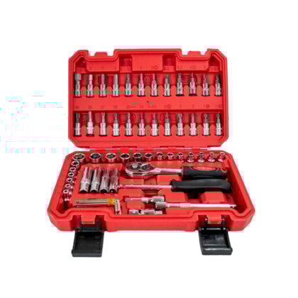 Jogo de Soquetes Sextavados 57 Peças 1/4