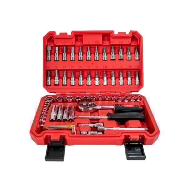 Jogo de Soquetes Sextavados 57 Peças 1/4