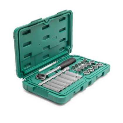 Jogo de Soquetes Sextavados com 23 Peças 3/8'' 6mm a 19mm Sata