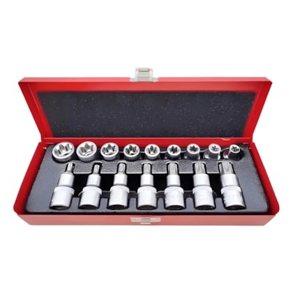 Jogo de Soquetes Torx Macho e Fêmea 16 Peças Vip