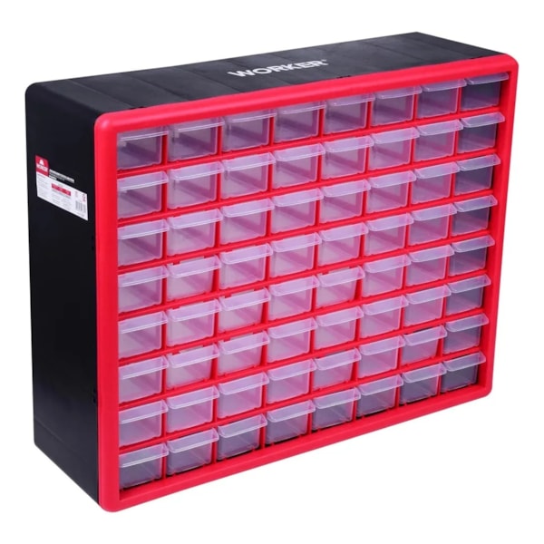 Organizador Plástico Multiuso 64 Gavetas 50cm x 16cm x 39cm Worker-08759a48-7f20-4eac-8d37-0263343b69a8