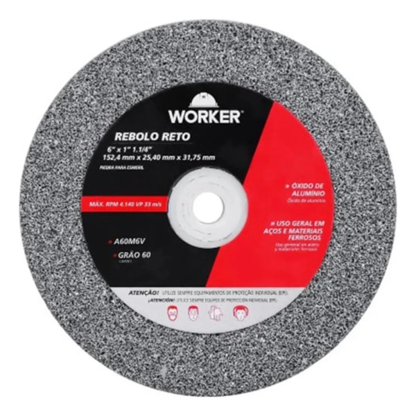 Rebolo uso Geral Fino 6x1x1.1/4 Worker-8745c705-64fb-4ef8-bec4-a38c079e79e1